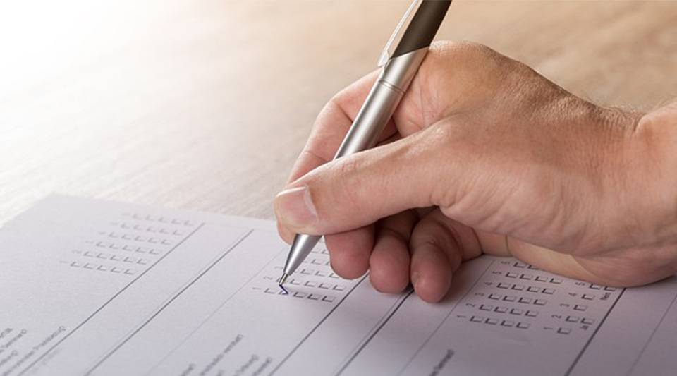 A survey being filled out